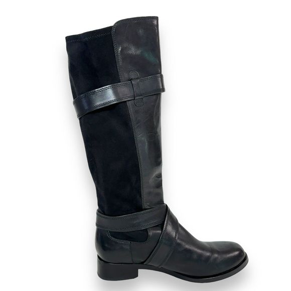 COLE HAAN Riding Boot Sz 8.5 Whitley Black Leather NikeAir Tall Knee High Buckle - Picture 4 of 14